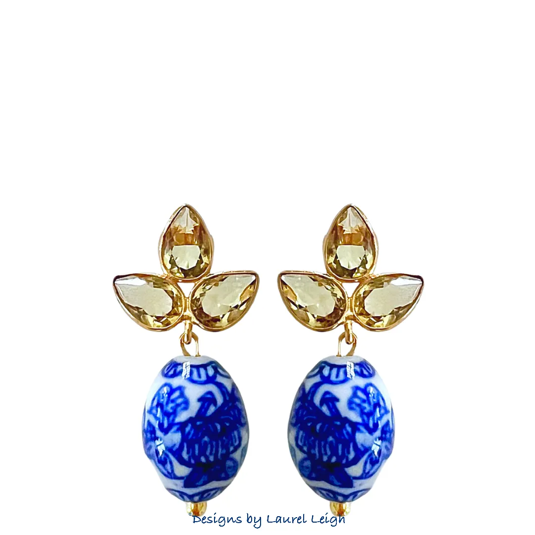 Yellow Gemstone Chinoiserie Earrings