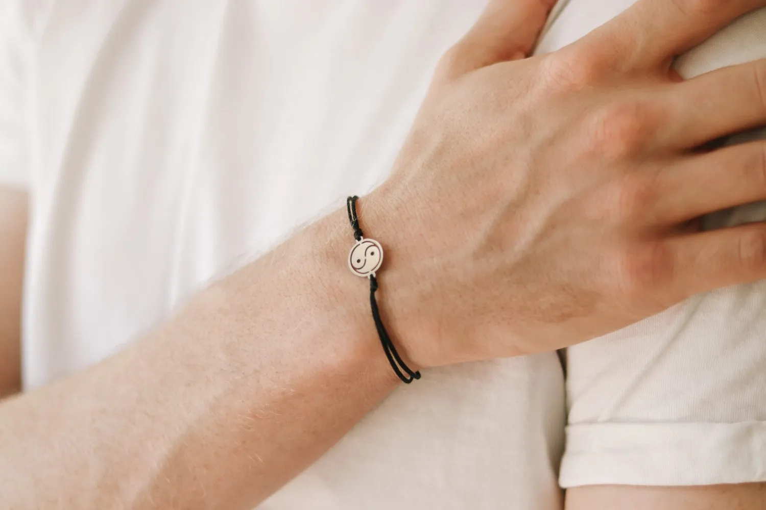 Yin Yang bracelet for men, men's bracelet silver tone Yin Yang charm