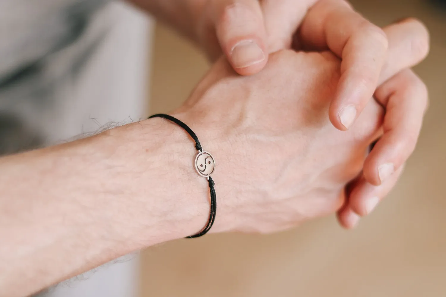 Yin Yang bracelet for men, men's bracelet silver tone Yin Yang charm