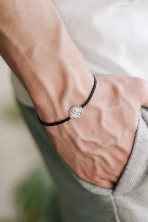 Yin Yang bracelet for men, men's bracelet silver tone Yin Yang charm