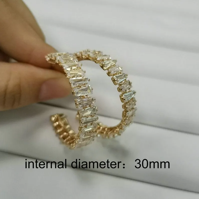 Zircon Open Hoop Earrings For Women