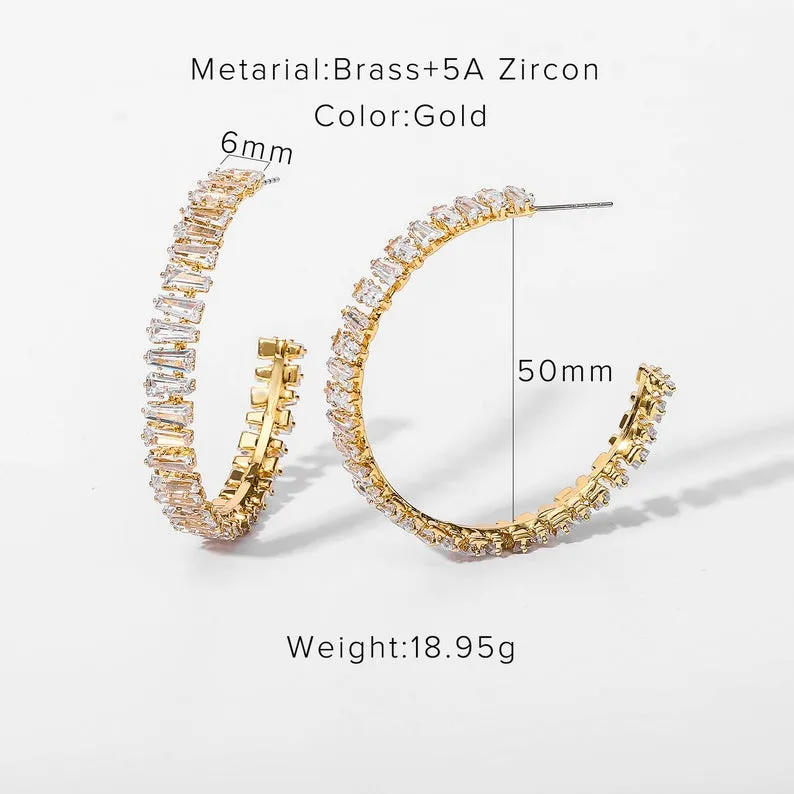 Zircon Open Hoop Earrings For Women