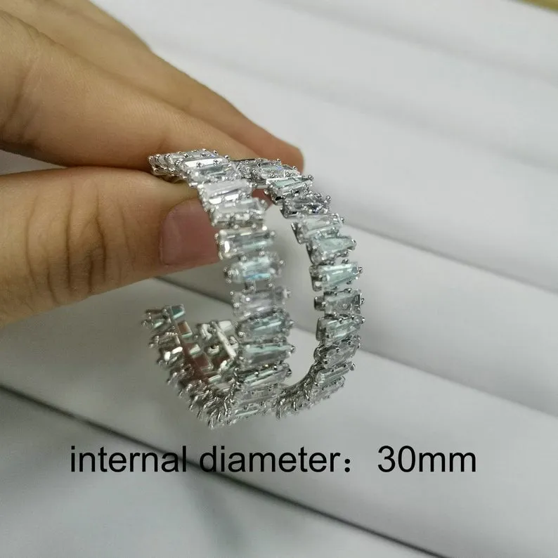Zircon Open Hoop Earrings For Women