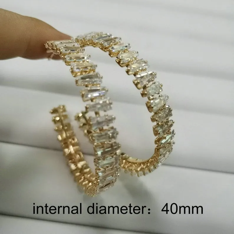 Zircon Open Hoop Earrings For Women