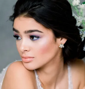ZURI Round Crystal Bridal Earrings