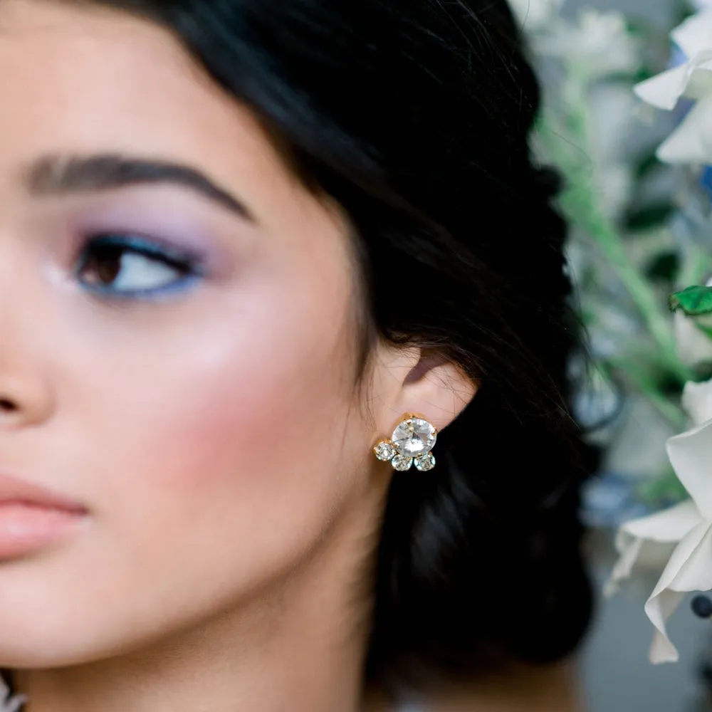 ZURI Round Crystal Bridal Earrings
