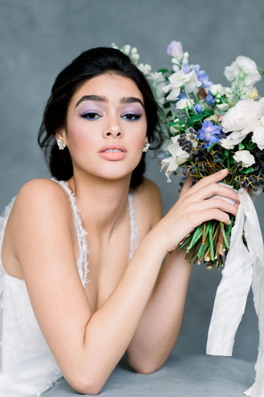 ZURI Round Crystal Bridal Earrings
